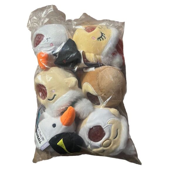 6 Pack Plush Ball Jellies NWT Squeeze christmas Santa PBJ Squish Elf Reindeer - Picture 1 of 4